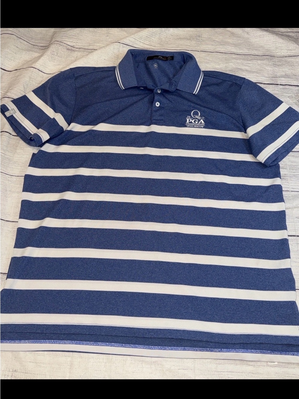 RLX Ralph Lauren Polo L Blue White PGA Quail Hollow 2017 Golf
